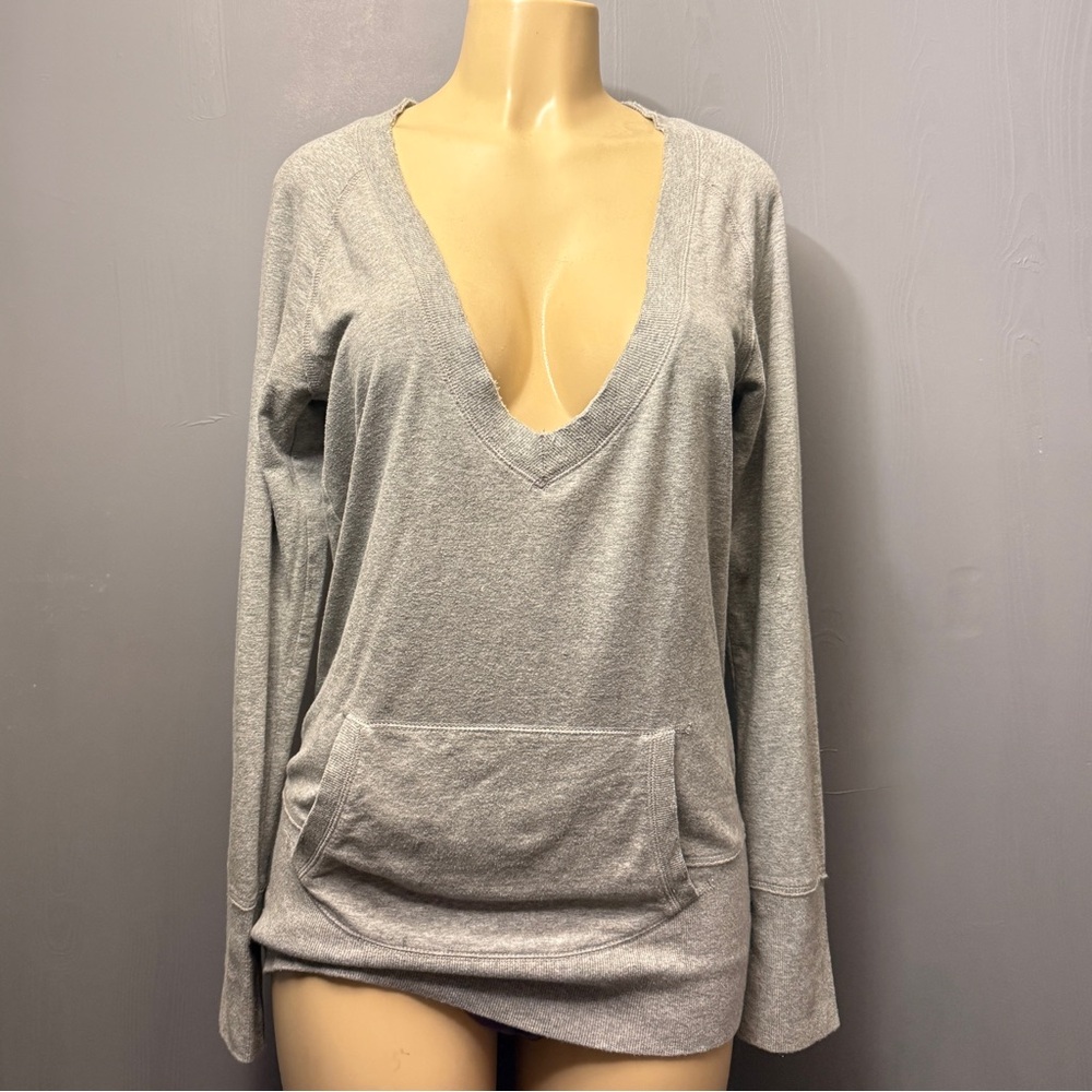 Old Navy Modal Blend Deep V Tunic Sweatshirt Large Gray